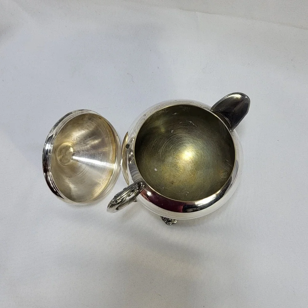 FB Rogers Silver Co 1883 Victorian Teapot Lidded Creamer Bowl Set Silverplate